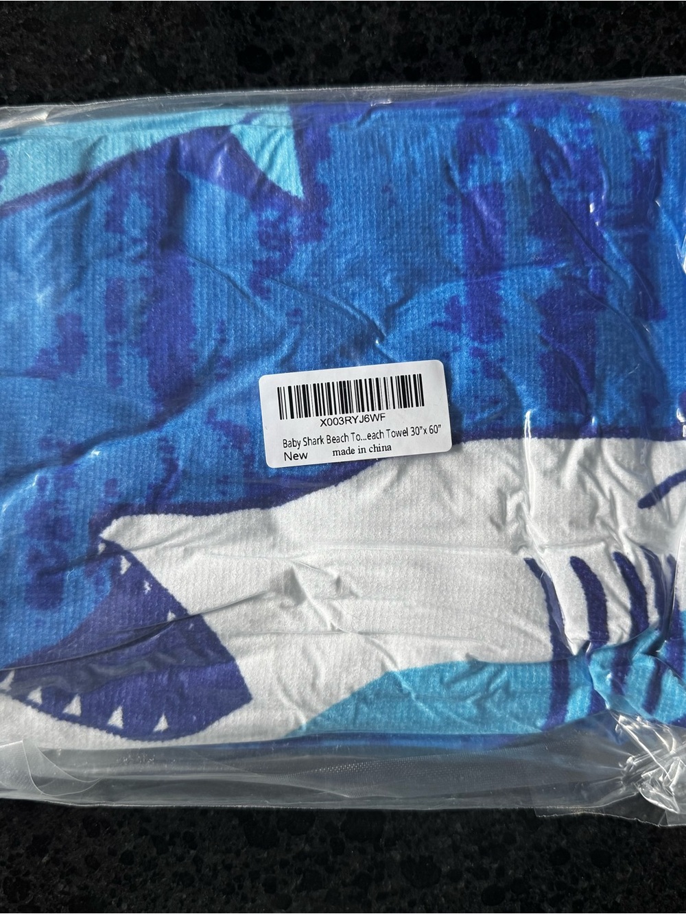 NEW in ORIGINAL package Blue Shark Print Microfiber Towel